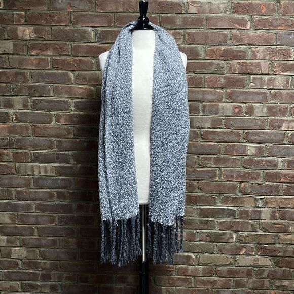 Gray Wide Super Soft Tassel Scarf Wrap - Picture 2 of 5